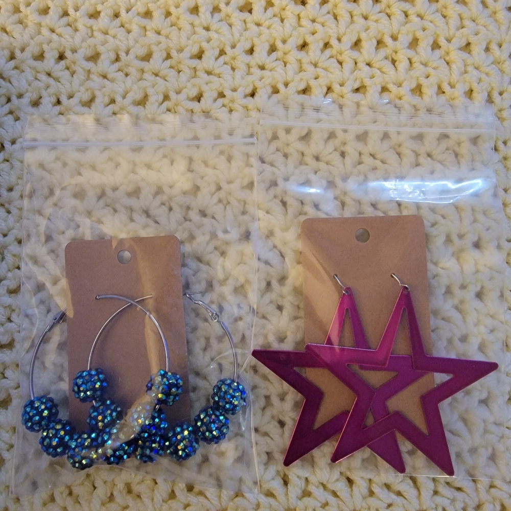 Colorful Star and Bead Earrings Set